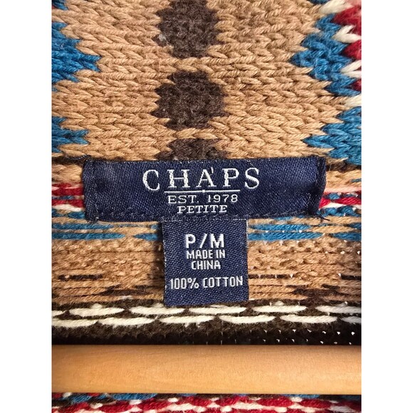 Vintage hand knit Brown Chaps cardigan with belt women's size petite medium - Picture 6 of 12